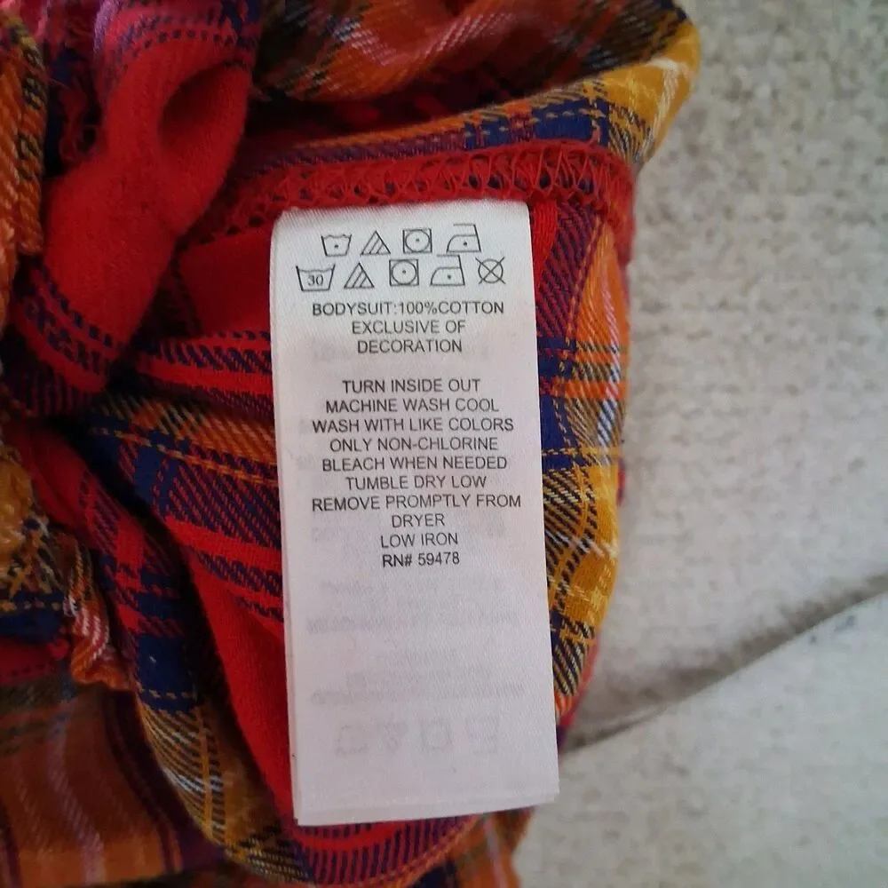 NWT Cotton Baby Red Plaid Sz Unisex 12 Months One Piece Long Sleeve Family Photo